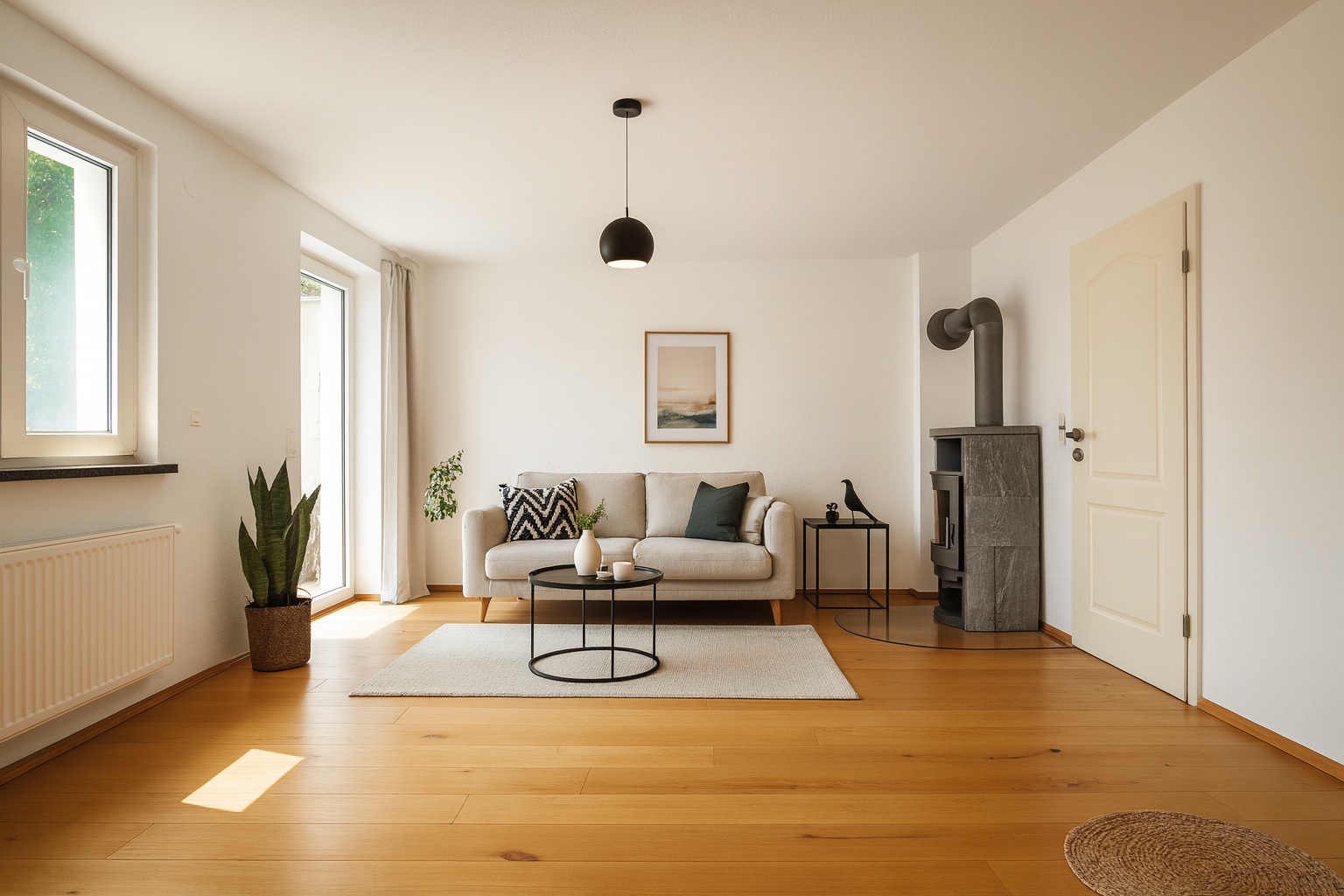 Wohnzimmer in Butzbach nach der Aufbereitung